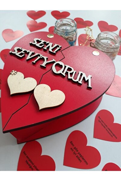 Genel Markalar Sevgiliye Hediye Seti Ahşap Kutuda Romantik Sevgililer Günü Do...