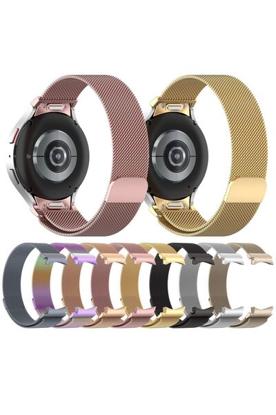 Nezih Case ساعة Galaxy Watch 4/5/6/7 Classic/Pro - متوافقة مع حزام معدني من الخيزران مقاس 40/44 ملم