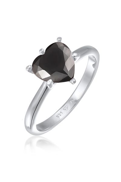 ELLI Ring für Damen – Herz-Singleton, Verlobungsliebe, Zirkoniumkristall aus 925er Sterlingsilber
