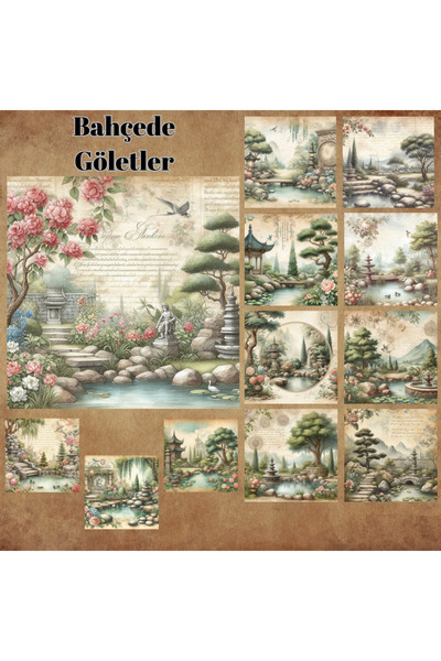 Pink Swan Craft Vintage ribnjaci u vrtu - Set od 12 komada mat naljepnica za ...