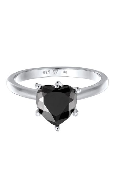 ELLI Ring für Damen – Herz-Singleton, Verlobungsliebe, Zirkoniumkristall aus 925er Sterlingsilber