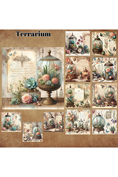 Pink Swan Craft Set de autocolante pentru planificator pentru terariu vintage, 12 buc