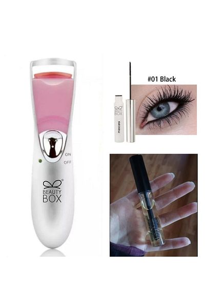 Beauty Box NaturalLifting- Double Heated Eyelash Curler Nourishing, Eyebrow Eyelash Serum and Mascara Set