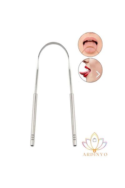 Ardinyo Tongue Cleaner Silver Oral Care Brush Tongue Plaque Removal Tongue Stripper Fresh Breath Sterile