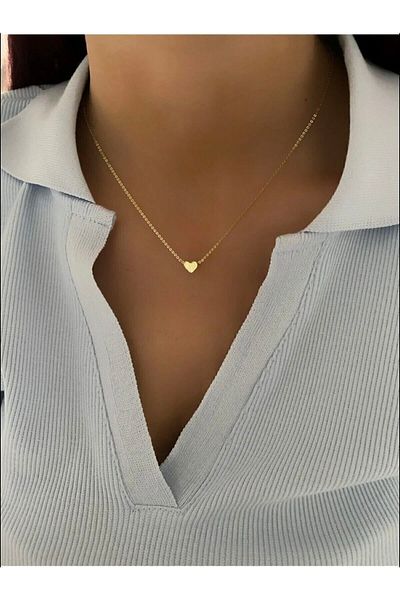 Ardinyo Minimal Heart Necklace Gold Color Gold Chain Necklace