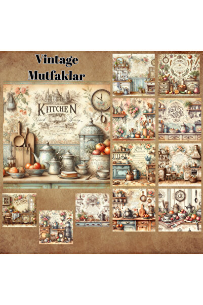 Pink Swan Craft Mutfaklar Vintage 12 Adet Scrapbook Bullet Journal Mat Planla...