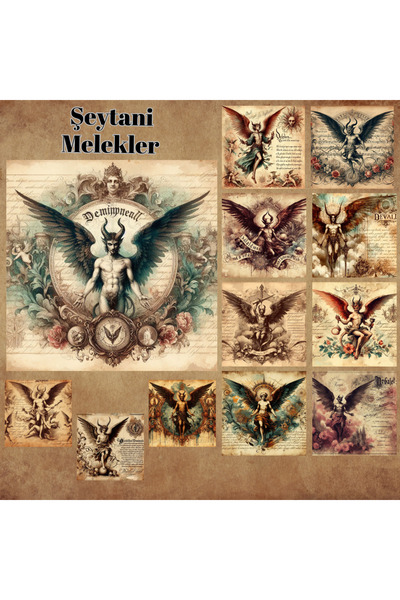 Pink Swan Craft Vintage demonski anđeli - 12 komada set naljepnica za albume,...