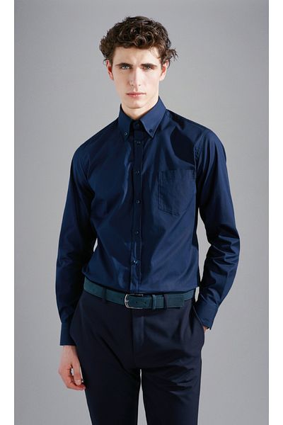 PAUL&SHARK Ανδρικό πουκάμισο Navy Blue Long Cotton - Κουμπωτό, Casual, 14313044 -013
