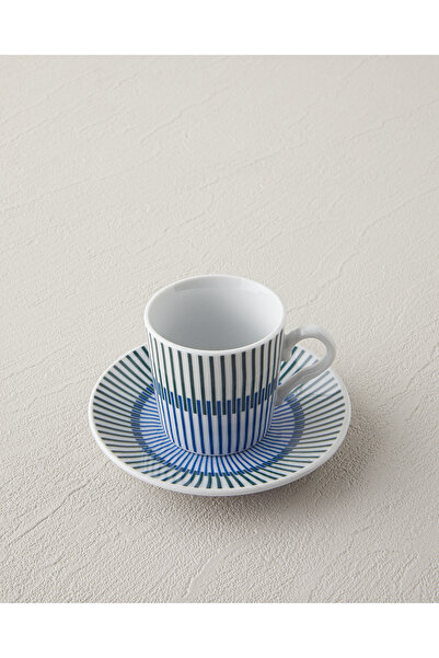 English Home Edwin Porcelain 4 Piece Coffee Cup Set for 2 People Blue-Green