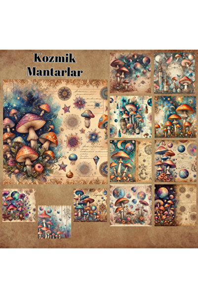 Pink Swan Craft Vintage kosmičke pečurke - 12 komada seta mat naljepnica za s...