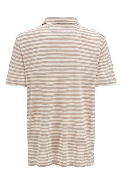 Guess Allover-Streifenmuster aus Leinenmix ile Regular Fit Polo Kurzarm-Poloshirt EMBRO ŞERİT