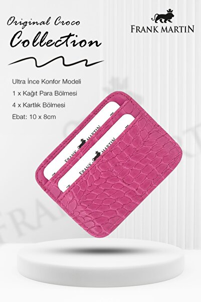 Frank Martin Original Boxed Croco Leather Slim Credit Card & Wallet with Money Compartment Lux Croco Women Card Holder