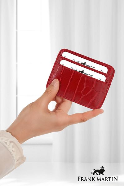 Frank Martin Original Boxed Croco Leather Slim Credit Card & Wallet with Money Compartment Lux Croco Women Card Holder