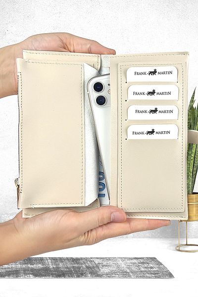 Frank Martin Lion Women's Portfolio - Handbag with Phone, Paper, Money and Coin Compartment