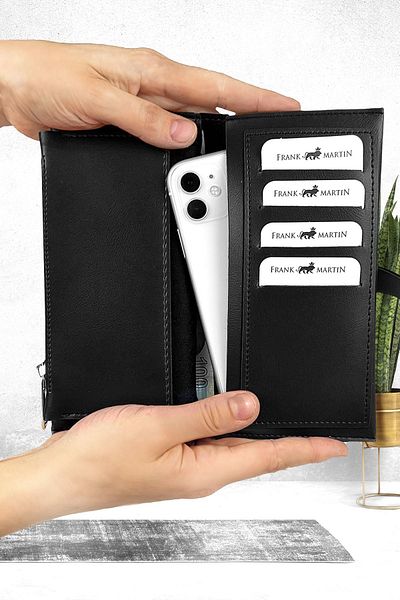 Frank Martin Lion Women's Portfolio - Handbag with Phone, Paper, Money and Coin Compartment