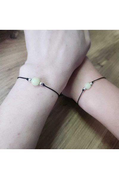 fırsatlar diyarı Double Bracelet with Phosphorescent Glow in the Dark - Double Lover Bracelet - (Phosphorescent Stone & Hematite)