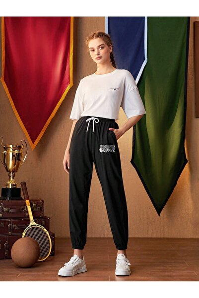 MODAVİBE Pantaloni de trening din cauciuc imprimat la modă pentru femei