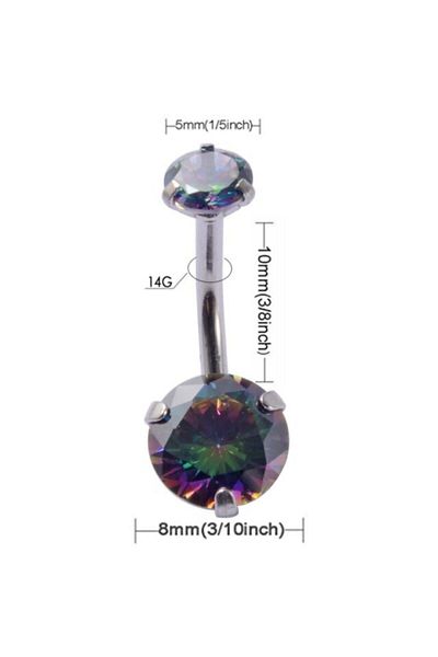AyçaSilver Rainbow Mystical Topaz Belly Piercing