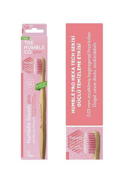 The Humble Co. The Humble Co Proseries Bamboo Toothbrush, 0.01 Mm Thinning Hegzagonal Spiral Brush Bristles, pink