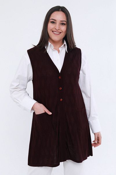 Laden Knitwear Large Size Spring Summer Long Mother Burgundy Women's Hijab Thin Vest