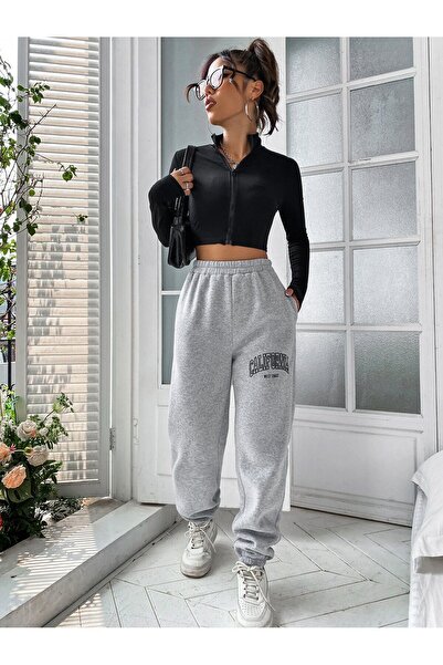 MODAVİBE بنطال رياضي نسائي بطبعة كاليفورنيا - ساق مطاطية، مودافيبي