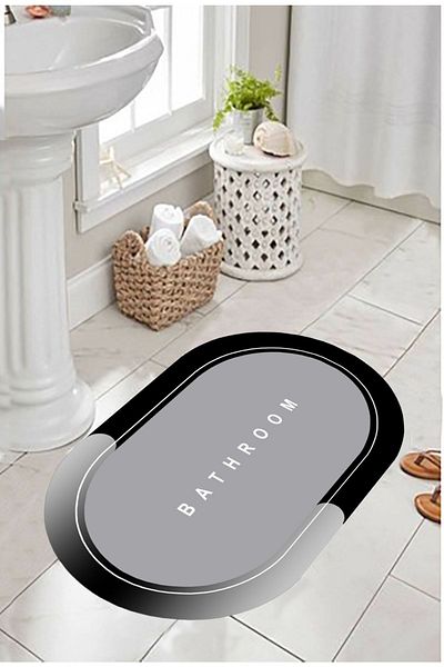eco concept 40x60 Cm Patterned Written Decorative Bath Mat - Non-slip Base