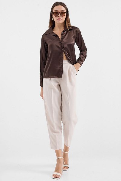 Bigdart 3964 Lightly Flowing Satin Shirt - Brown