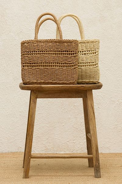 Manuka Mini-Tasche aus natürlichem Stroh – Doppelriemen