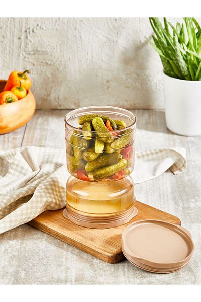 VİP AHMET Cheese and Pickles Container 1250 ml Hourglass Pickles Container Copper