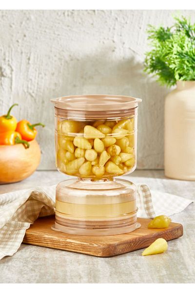 VİP AHMET Cheese and Pickles Container 1250 ml Hourglass Pickles Container Copper