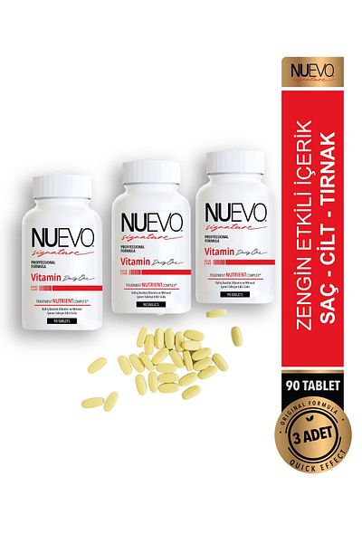 Nuevo Signature Hair, Nails and Skin SupporTing Vitamin CompleX wiTh 90 TableTs - 3 Pieces