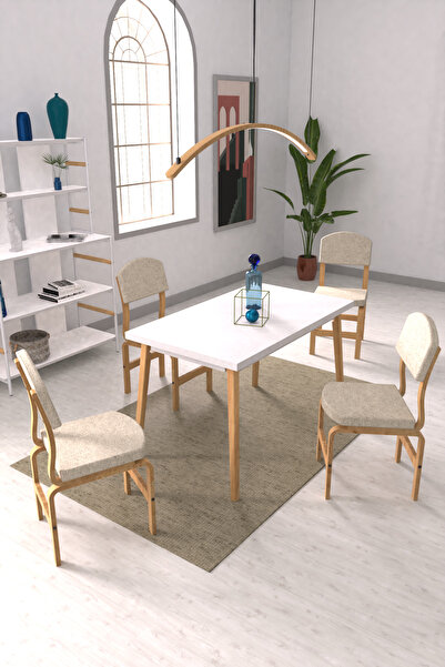 VİLİNZE Ege Sandalye Avanos Ahşap Mdf Mutfak Masası Takımı - 70x120 Cm