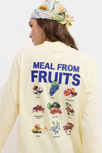 Manuka Bedrucktes Langarm-T-Shirt – Früchte
