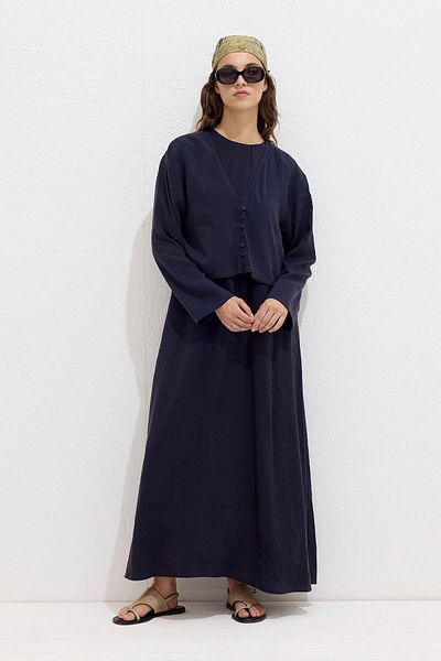 Manuka Modrá modální halenka s knoflíky