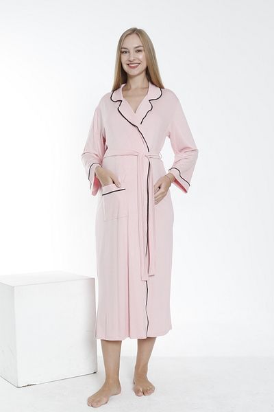 Miss Dünya Lissa Pregnant and Maternity Collar Long Dressing Gown - Front Tie