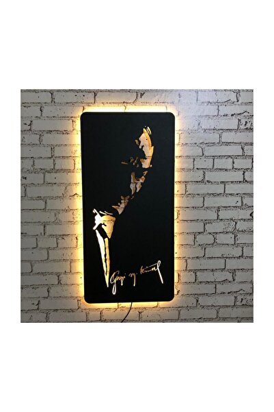 DMC Design Gazi Mustafa Kemal Atatür Ahşap Led Işıklı Duvar Tablosu
