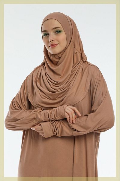 Armanım One-Piece Solid Color Cotton Practical Prayer Dress