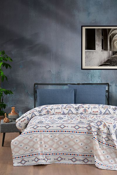 Vionel Home Anatolia 100% قطن بيكيه مزدوج - صيفي، مفرش سرير ناعم، متعدد الأغراض 200x230 سم
