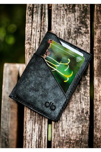 Safir Leather Σκούρο γκρι Premium Δερμάτινη θήκη για κάρτες