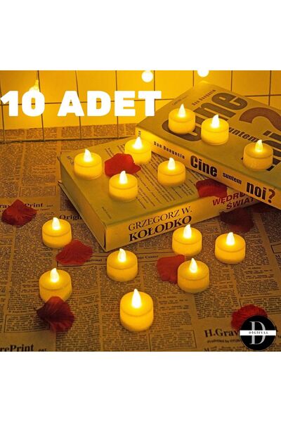 DİGİFULL Ledli Pilli Işıklı Tealight Mum Gün Işığı Dumansız Alevli 10 Adet