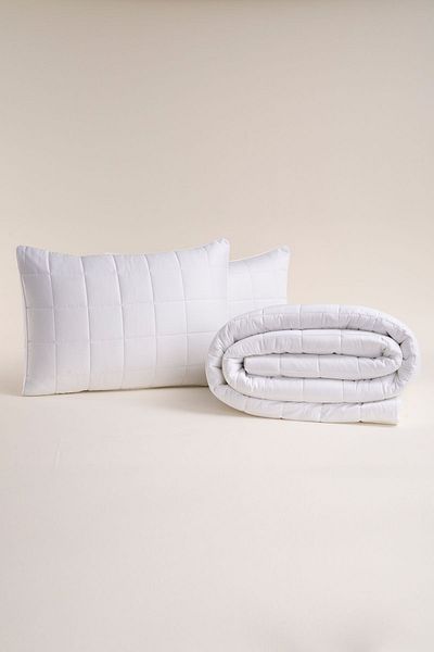 Penelope Lia Series - 260X240 cm White 100% Cotton Satin Bedspread
