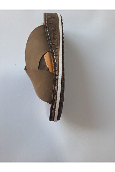 KAPAR Παντόφλες από 100% γνήσιο δέρμα στρατιωτικού πράσινου χακί - Φαρδιά και άνετη εφαρμογή