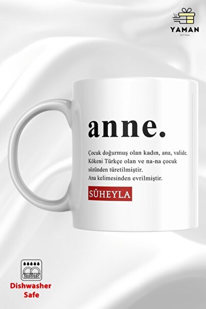 Yaman Hediyelik Kişiye Özel Kupa Bardağı Sözlük Anlamları Anne, Baba, Sevgili...