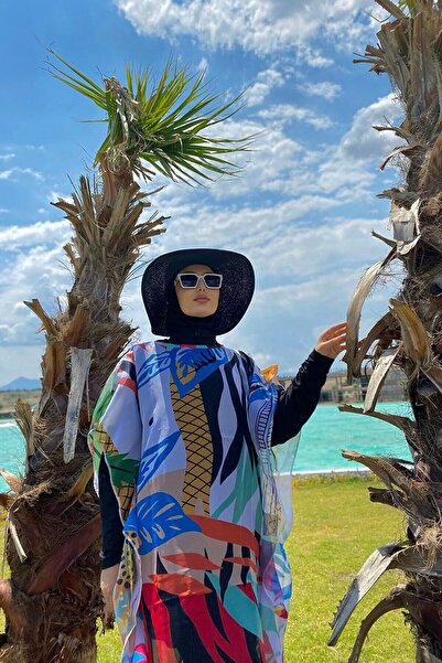 Marina Με λουλουδάτο σχέδιο Kaftan Kimono Pareo σε μαγιό Hijab P2102
