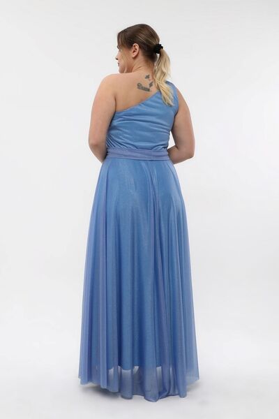 KIRIŞIK Rochie de seară lungă strălucitoare cu detaliu din tul elastic și strălucitor - Fusta Kiloş 3040