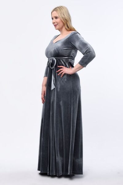 KIRIŞIK Slit Velvet Evening Dress