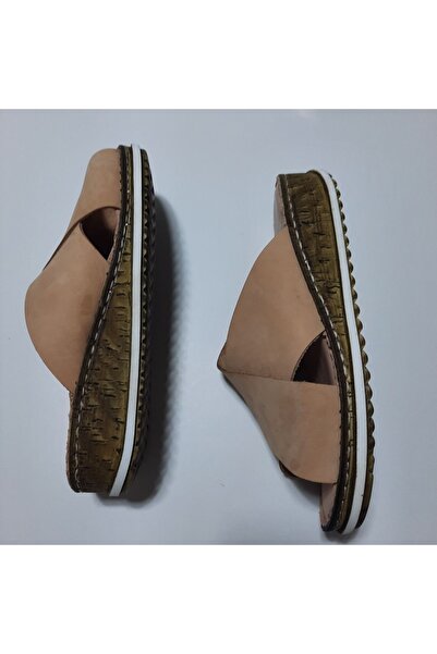 KAPAR Μπεζ χρώμα 100% γνήσιο δέρμα - Άνετες παντόφλες χωρίς ραφές και με φαρδιά ζώνη