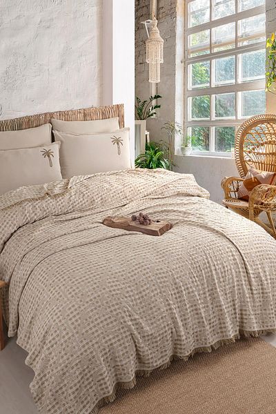 İyi Geceler İstanbul Agora Jacquard Pique Set - Personalized Ecru