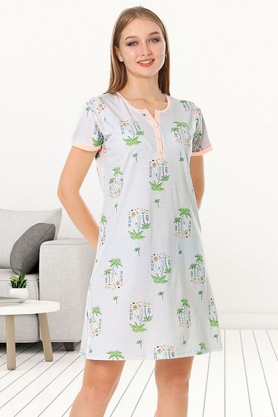 Bella Linda Women's Nightgown Dress with Cotton Placket
