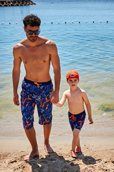 Marina Lacivert Desenli Erkek Şort S2360